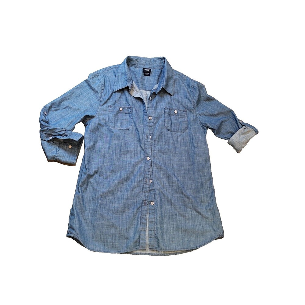 CANYON RIVER BLUES womens shirt size large chambray denim button front western